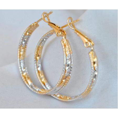 Two Tone Gold Silver Bali Earrings
